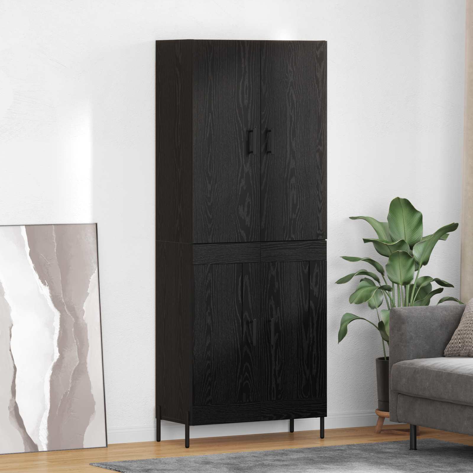 Highboard Sort eg 69,5 x 34 x 180 cm Konstrueret træ billede