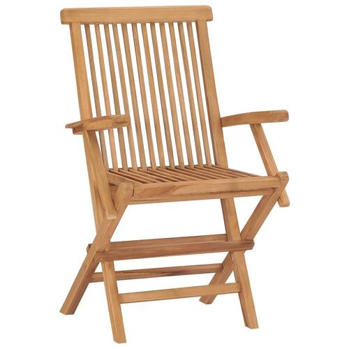 Havestole med beige hynder 2 stk. massivt teaktræ