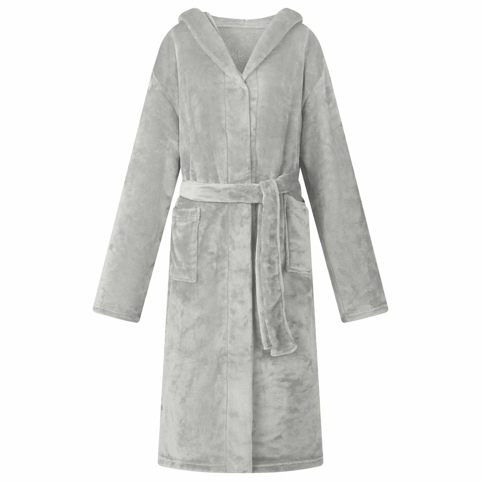 Badekåbe med hætte Grå xxl Flannel billede