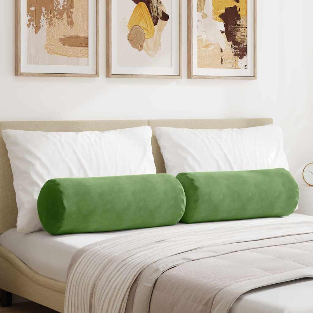 Bolsterpuder 2 stk Lys grøn Ø 25 x 70 cm Velourstof billede