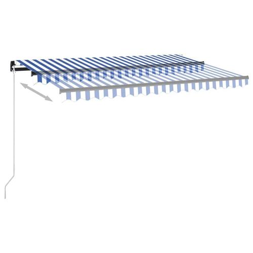 Markise m. LED + vindsensor 400x300 cm automatisk blå og hvid