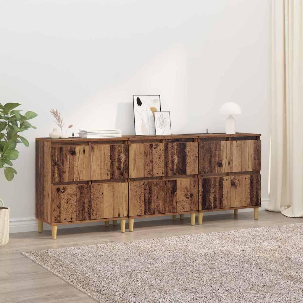 Sidebords 3 stk Gammelt træ 60 x 35 x 70 cm Konstrueret træ billede