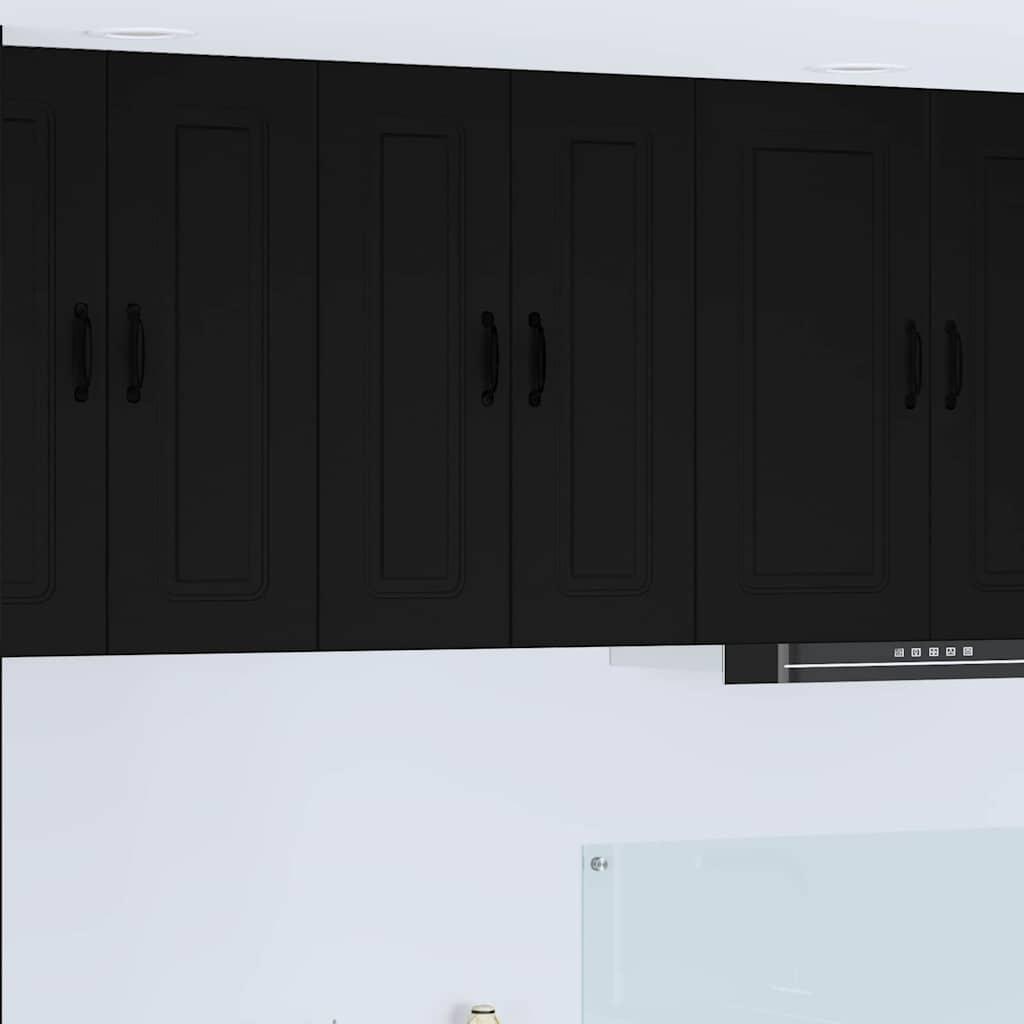 Vægskab til køkken 2 stk Sort 30 x 31 x 80 cm Konstrueret træ billede