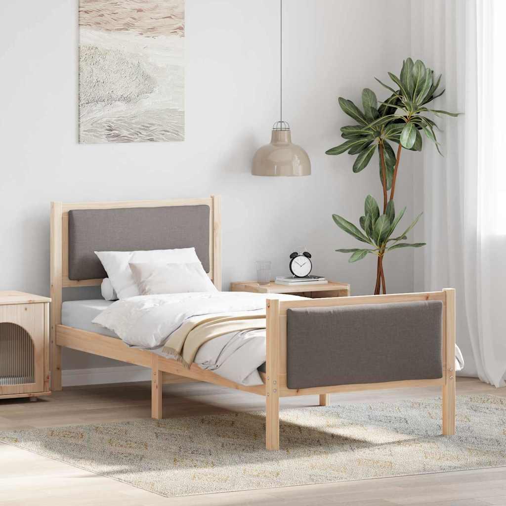 Sengestel med hovedgærde Gråbrun 80 x 200 cm Stof billede