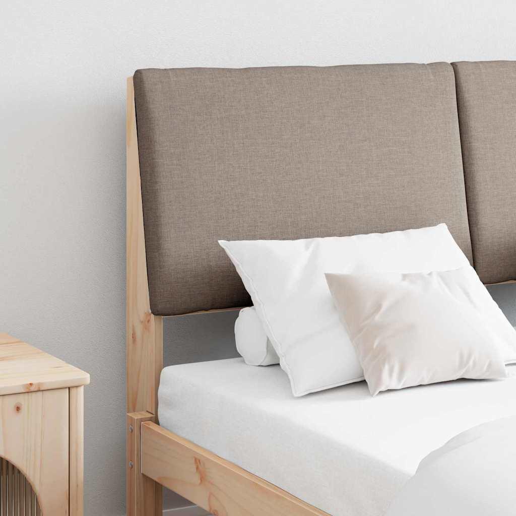 Polstret sengegavl Gråbrun 140 cm Massiv fyrretræ billede