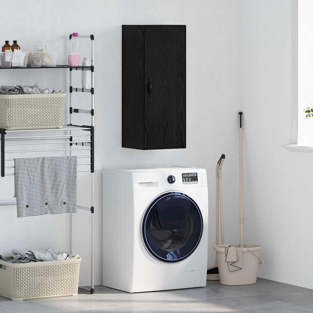 Vægskab Sort eg 34,5 x 34 x 90 cm Konstrueret træ billede