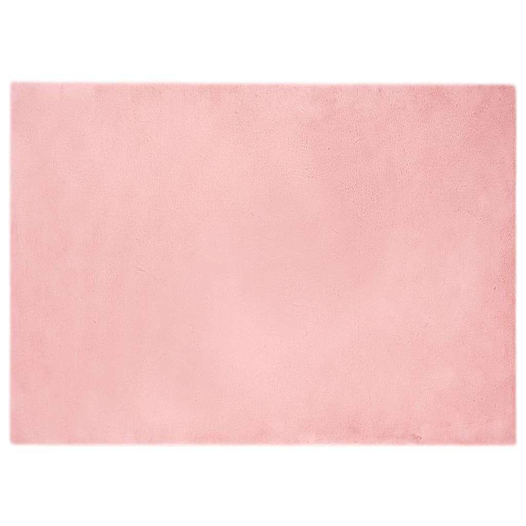 Faux Kanin Pels Tæppe Lyserød 240 x 340 cm Polyester billede
