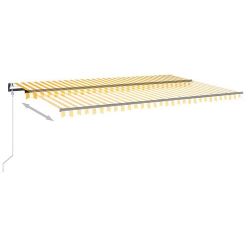 Markise m. LED + vindsensor 500x300 cm automatisk gul og hvid