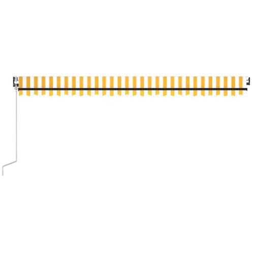 Markise m. LED + vindsensor 500x300 cm automatisk gul og hvid