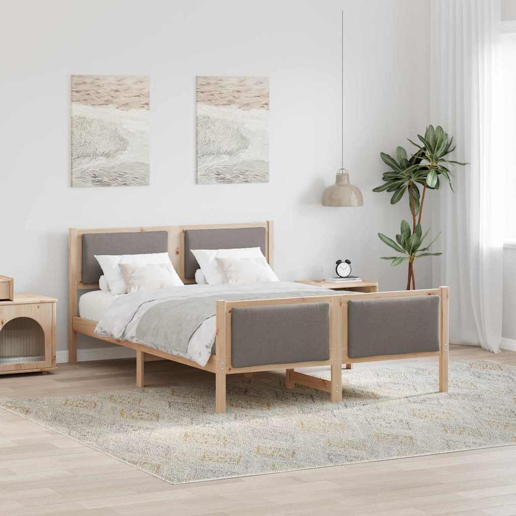 Sengestel med hovedgærde Gråbrun 140 x 200 cm Stof billede