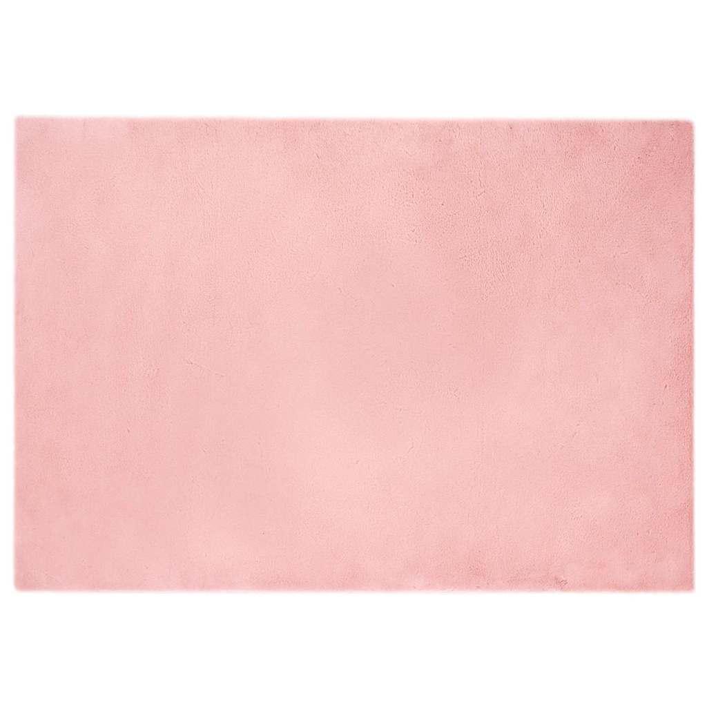 Faux Kanin Pels Tæppe Lyserød 140 x 200 cm Polyester billede