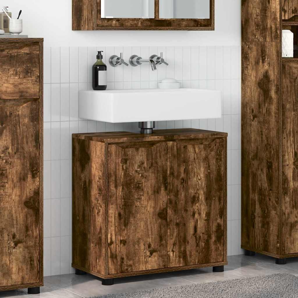 Badeværelse vaskeskab Røget eg 60 x 30 x 60 cm Konstrueret træ billede