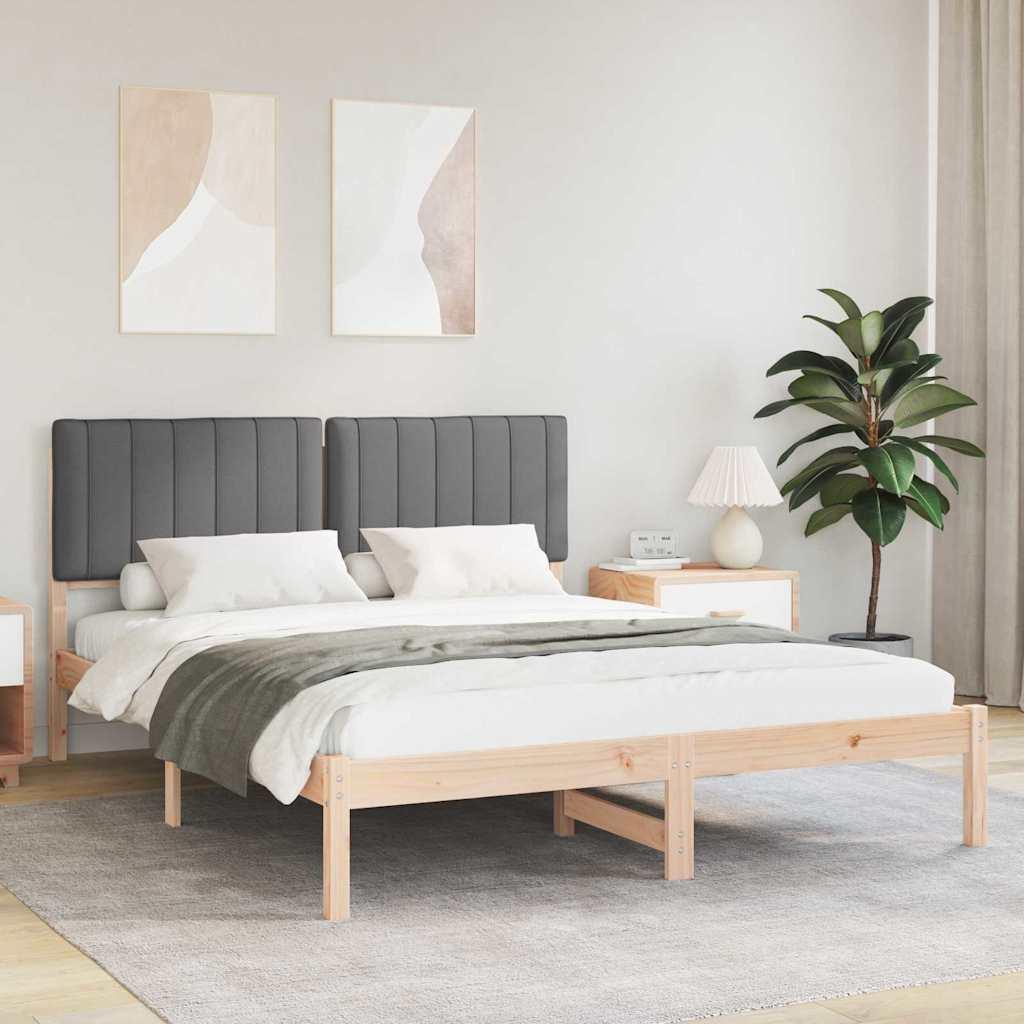 Sengestel med Polstret Hovedgavl Mørkegrå 150 x 200 cm billede
