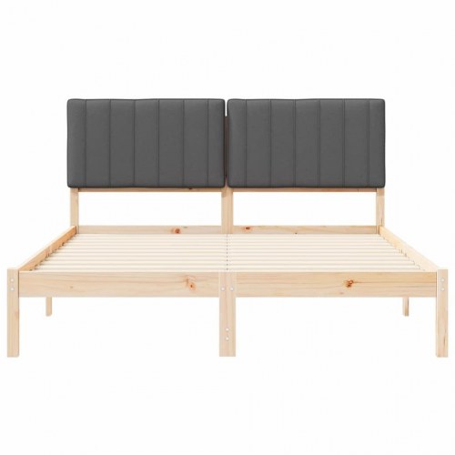 Sengestel med polstret hovedgavl - mørkegrå 150 x 200 cm