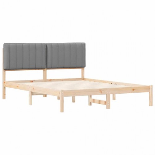 Sengestel med polstret hovedgavl - lysegrå 150 x 200 cm