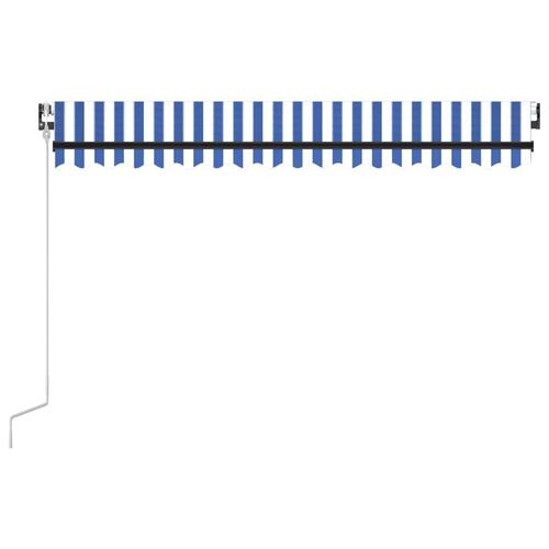 Markise 400x350 cm automatisk betjening blå og hvid