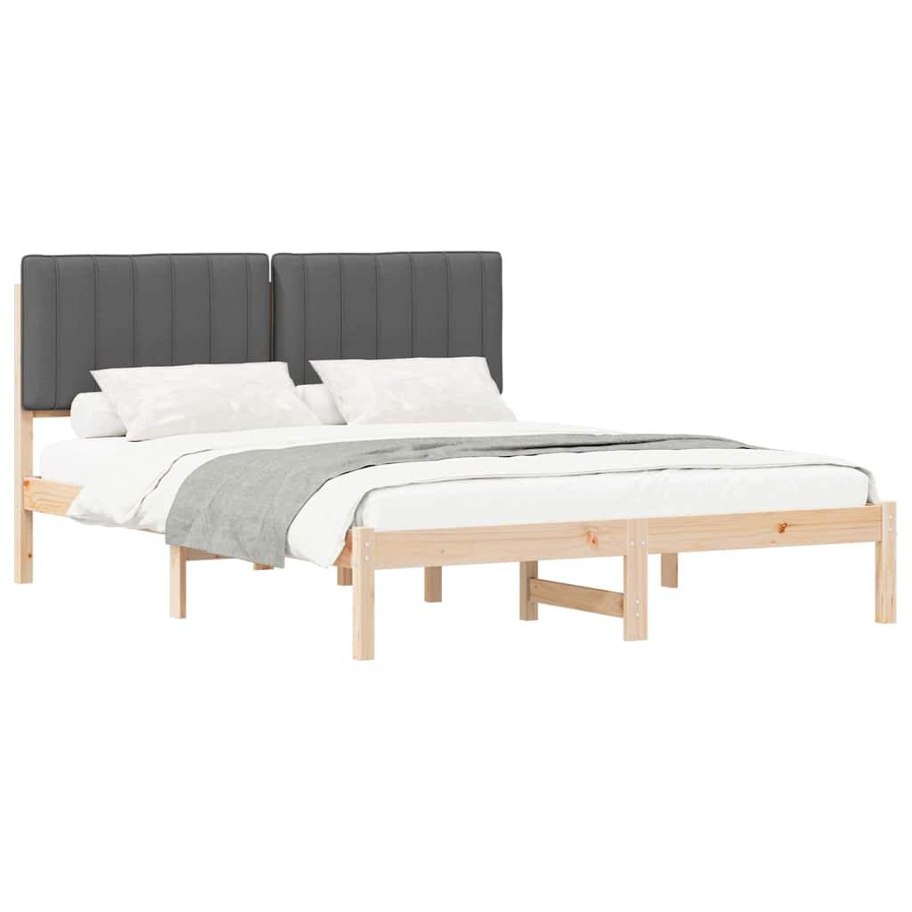Sengestel med Polstret Hovedgavl Mørkegrå 160 x 200 cm billede