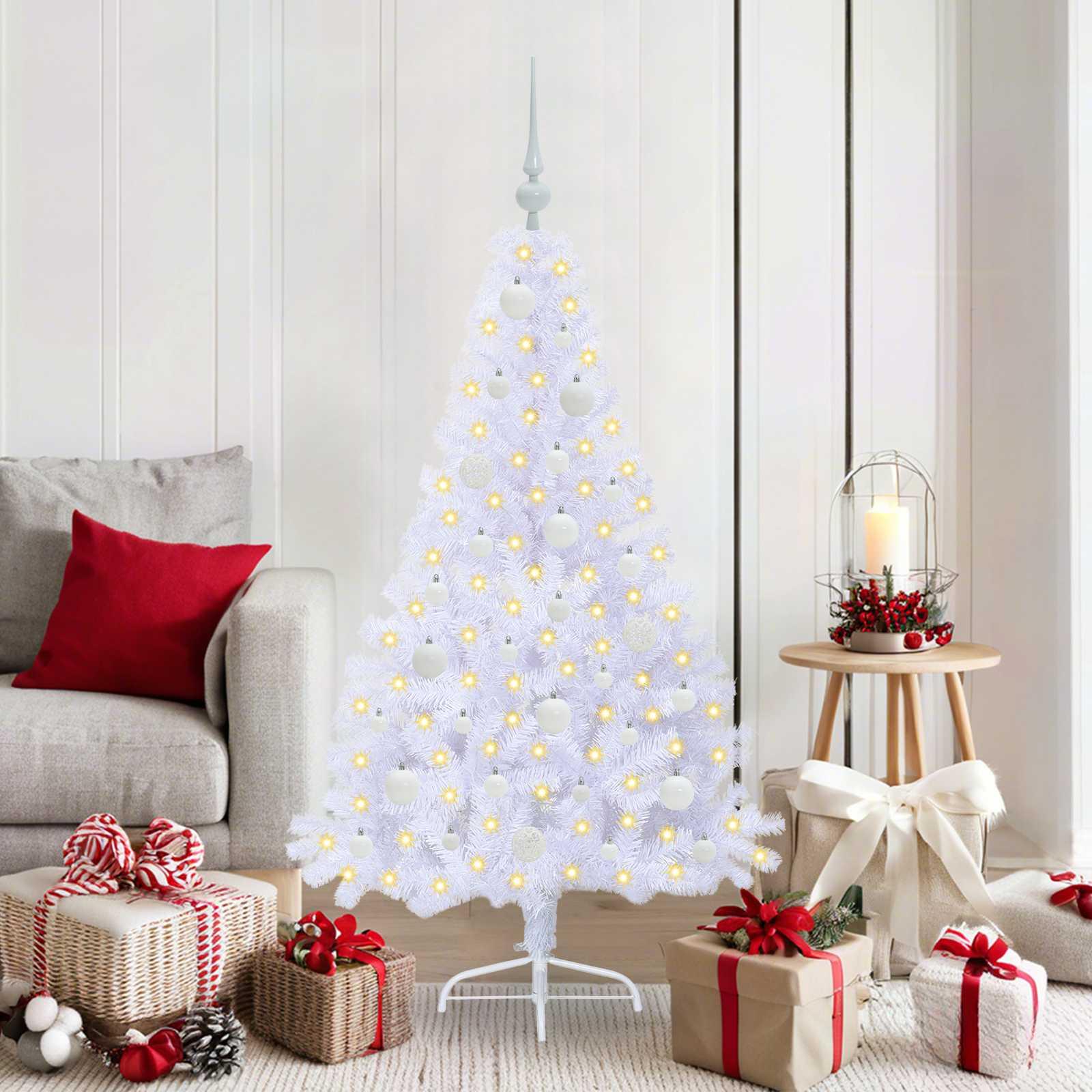 vidaXL Kunstigt juletræ med 150 LED'er Hvid 150 cm PVC og Stål