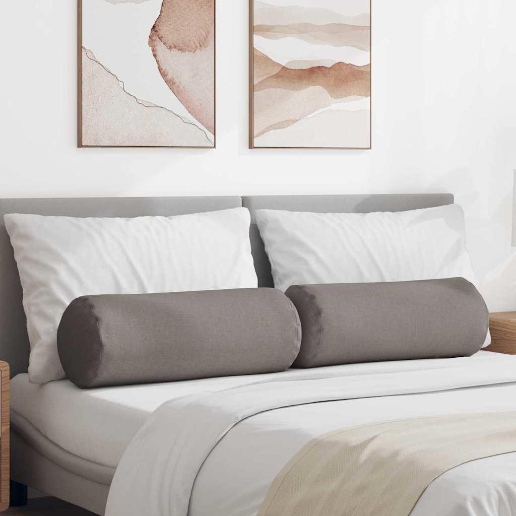 Bolsterpuder 2 stk Gråbrun Ø 25 x 70 cm Stof billede