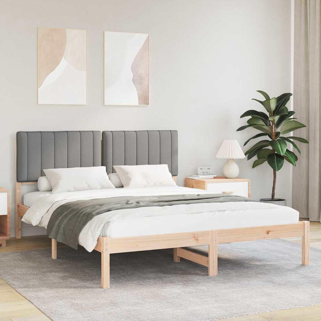Sengestel med Polstret Hovedgavl Lysegrå 160 x 200 cm billede