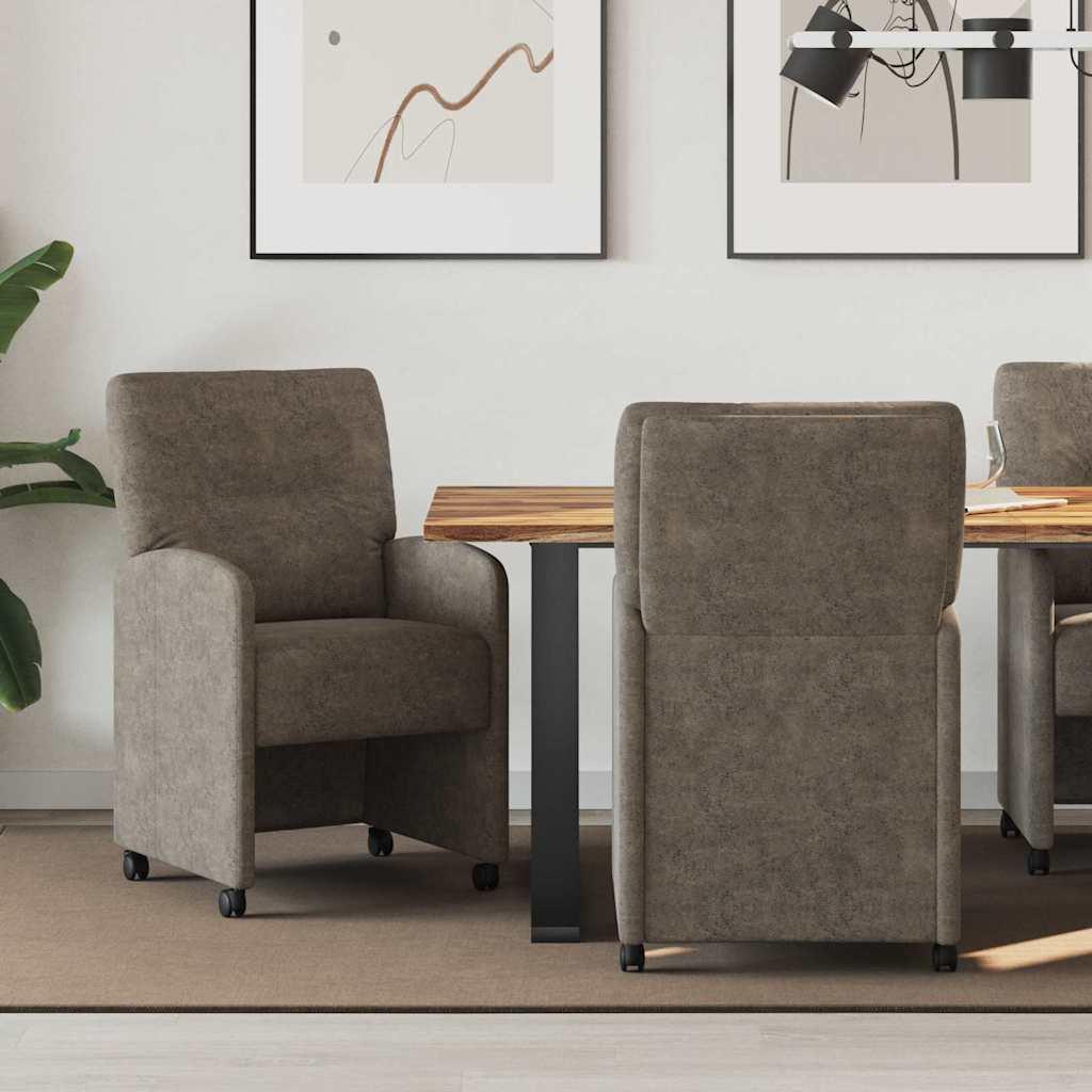 Spisestole 2 stk Mørkegrå 57 x 67 x 95 cm Faux suede læder billede