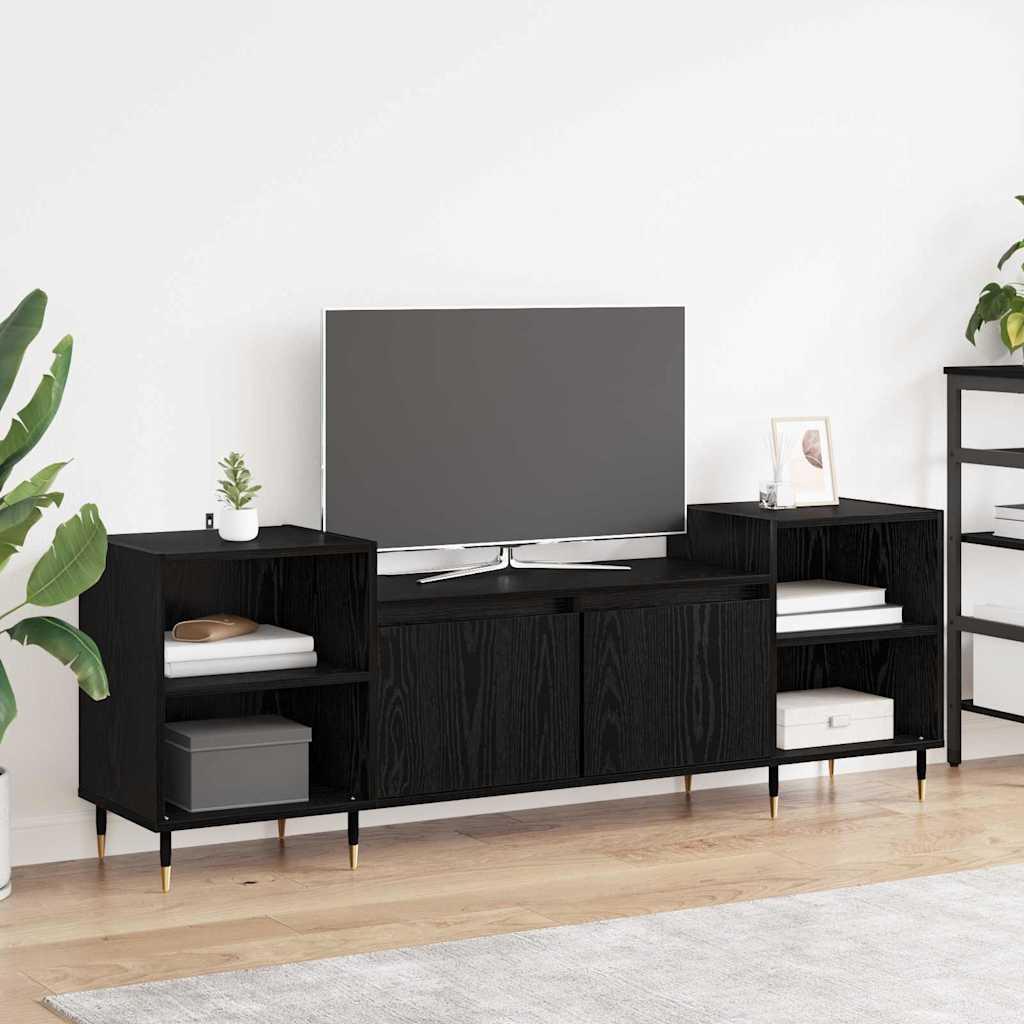 TV-skab Sort eg 160 x 35 x 55 cm Konstrueret træ billede