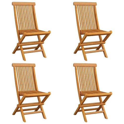 Havestole med beige hynder 4 stk. massivt teaktræ