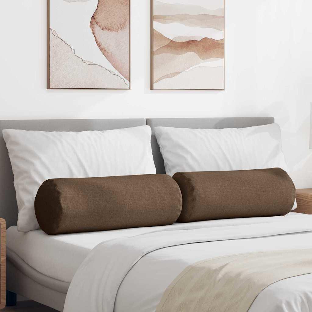 Bolsterpuder 2 stk Brun Ø 25 x 70 cm Stof billede