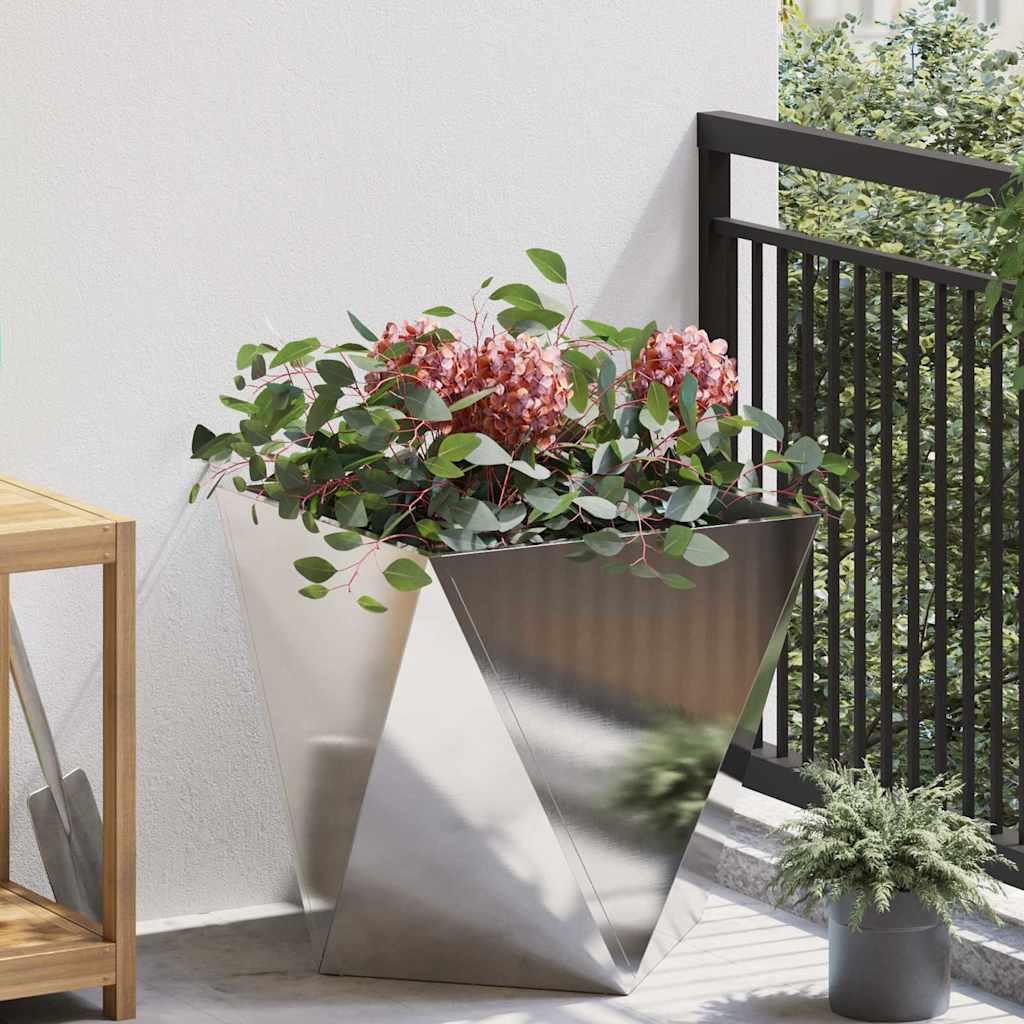 Plantekasse Sølv 50 x 50 x 50 cm Rustfrit stål billede