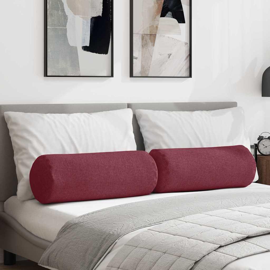 Bolsterpuder 2 stk Vinrød Ø 25 x 70 cm Stof billede