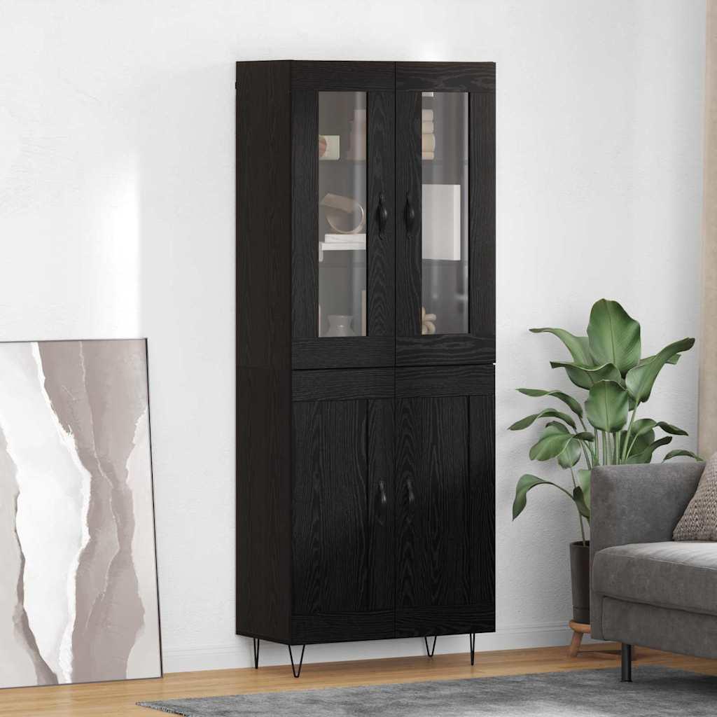 Highboard Sort eg 69,5 x 34 x 180 cm Konstrueret træ billede