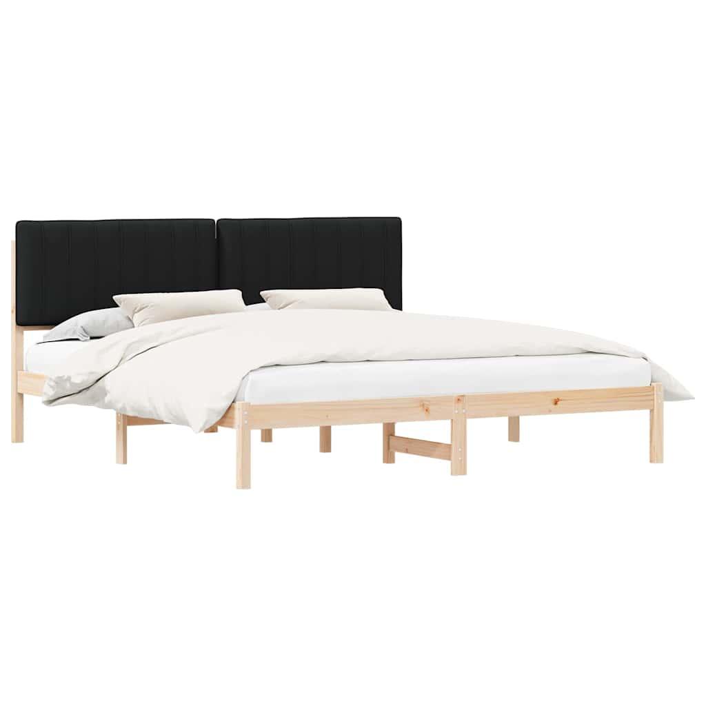 Sengestel med polstret hovedgavl - sort, 180 x 200 cm