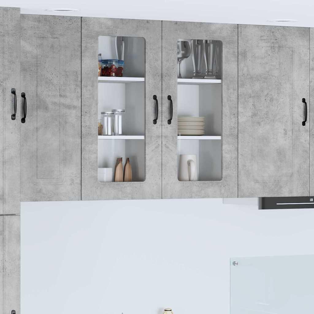 Vægskab til køkken med hylde 2 stk Beton Grå 40 x 31 x 80 cm billede