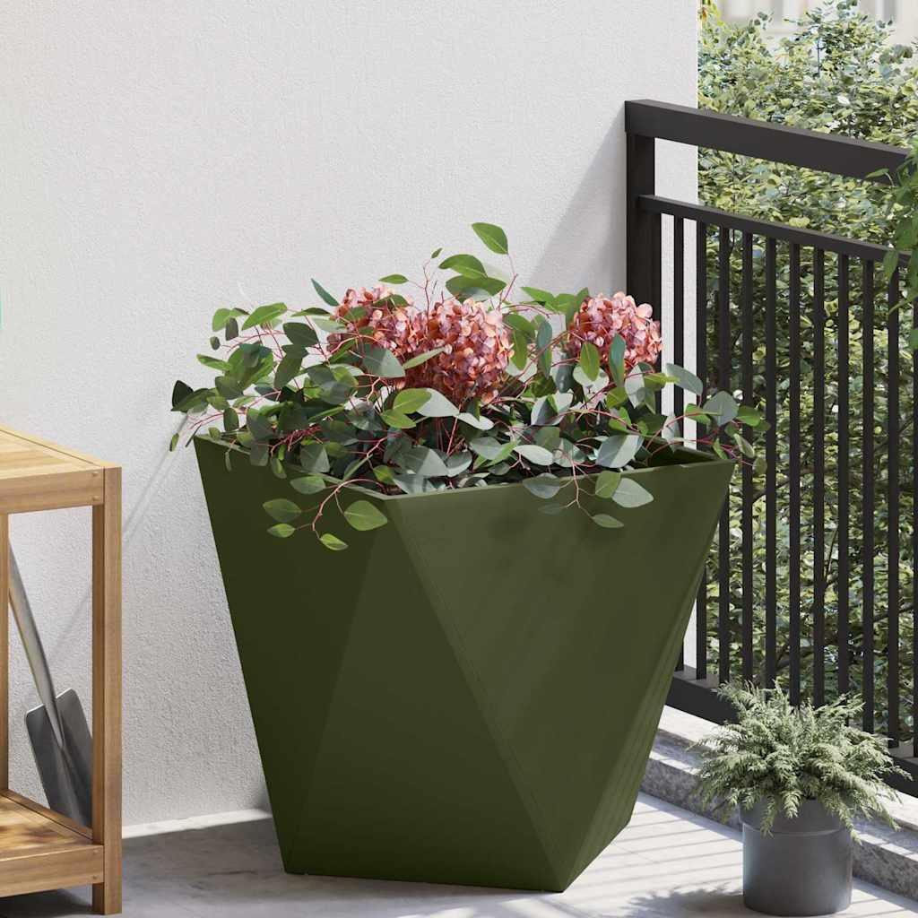 Plantekasse Oliven grøn 50 x 50 x 50 cm Stål billede