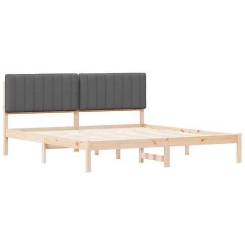 Sengestel med polstret hovedgavl - mørkegrå 180 x 200 cm