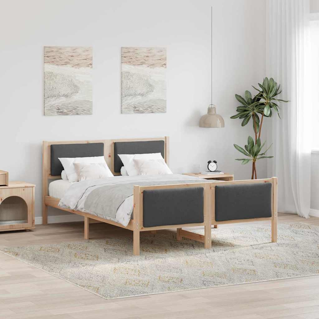 Sengestel med hovedgærde Mørkegrå 160 x 200 cm Stof billede