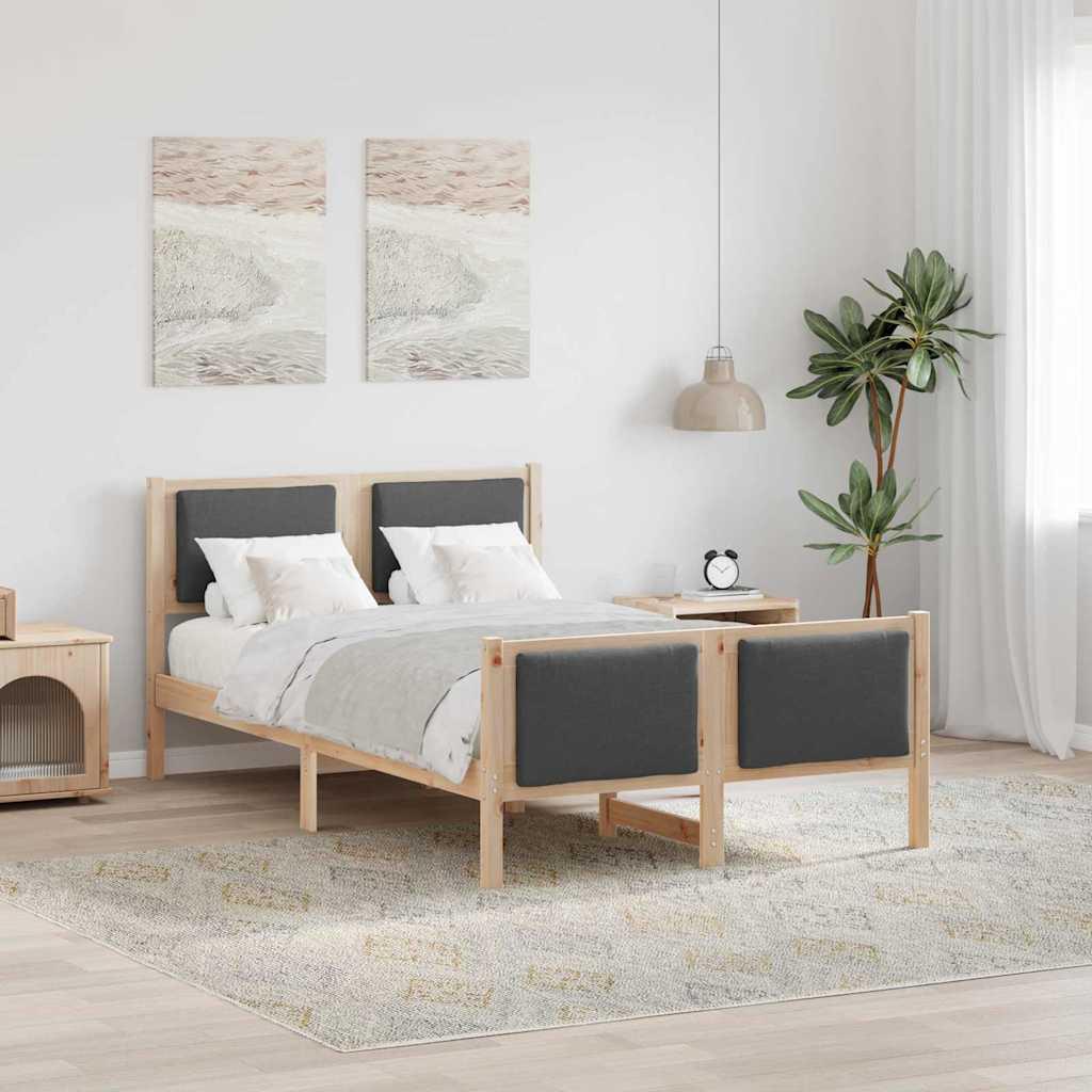 Sengestel med hovedgærde Mørkegrå 120 x 190 cm Stof billede