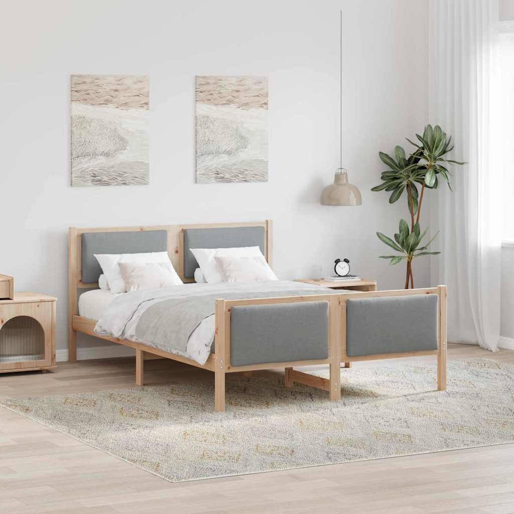 Sengestel med hovedgærde Lysegrå 160 x 200 cm Stof billede