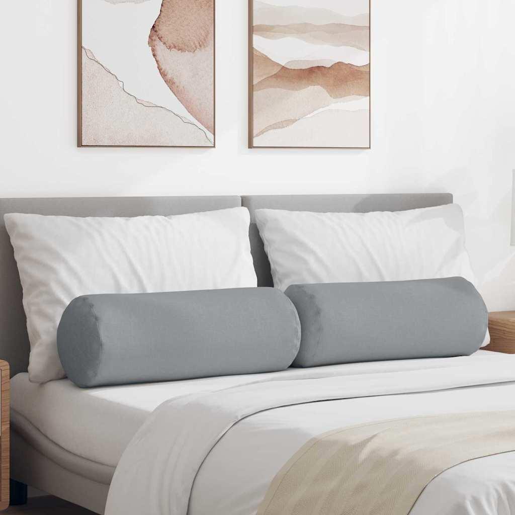 Bolsterpuder 2 stk Lysegrå Ø 25 x 70 cm Stof billede