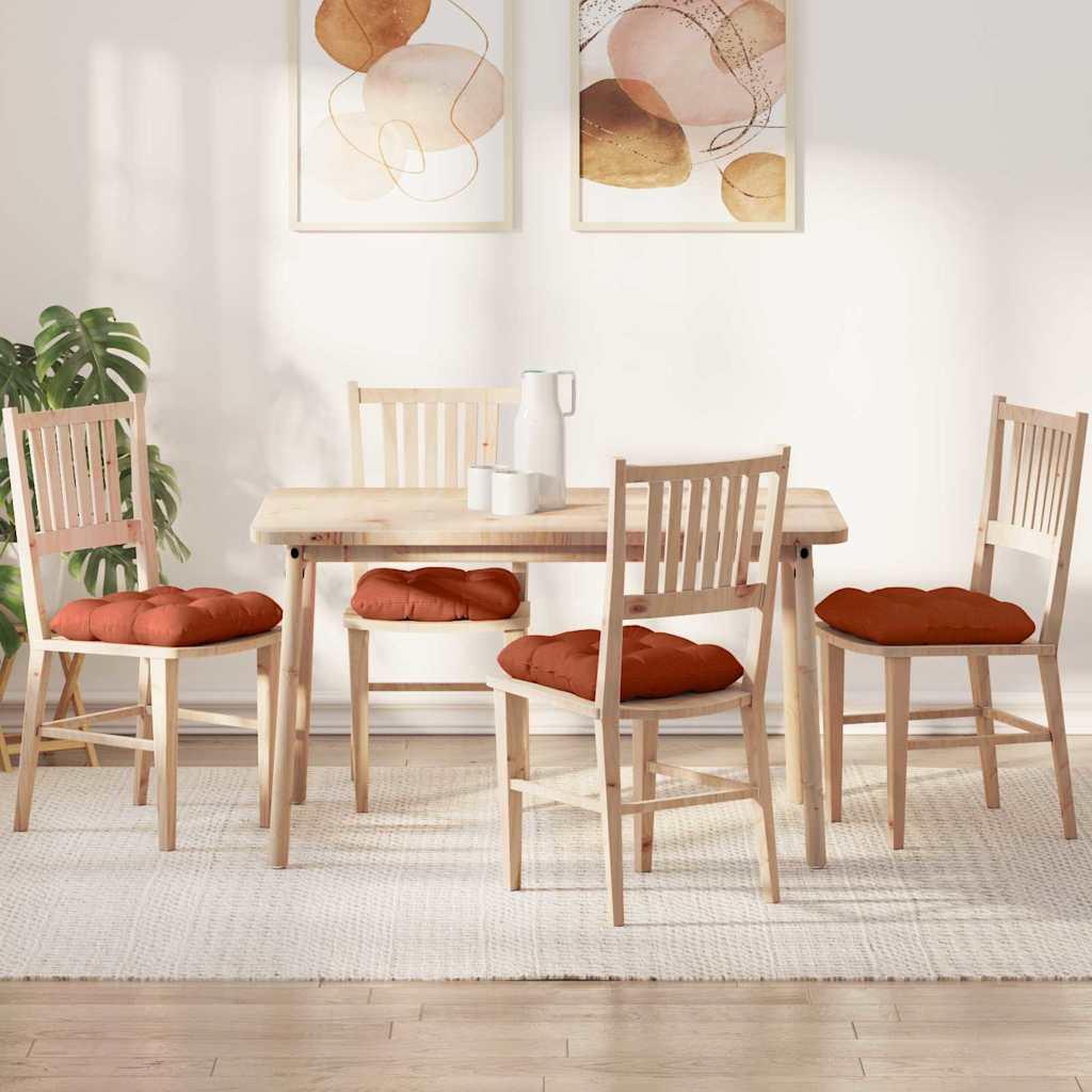 Sædepuder 4 stk Rød orange 40 x 40 cm Velourstof billede