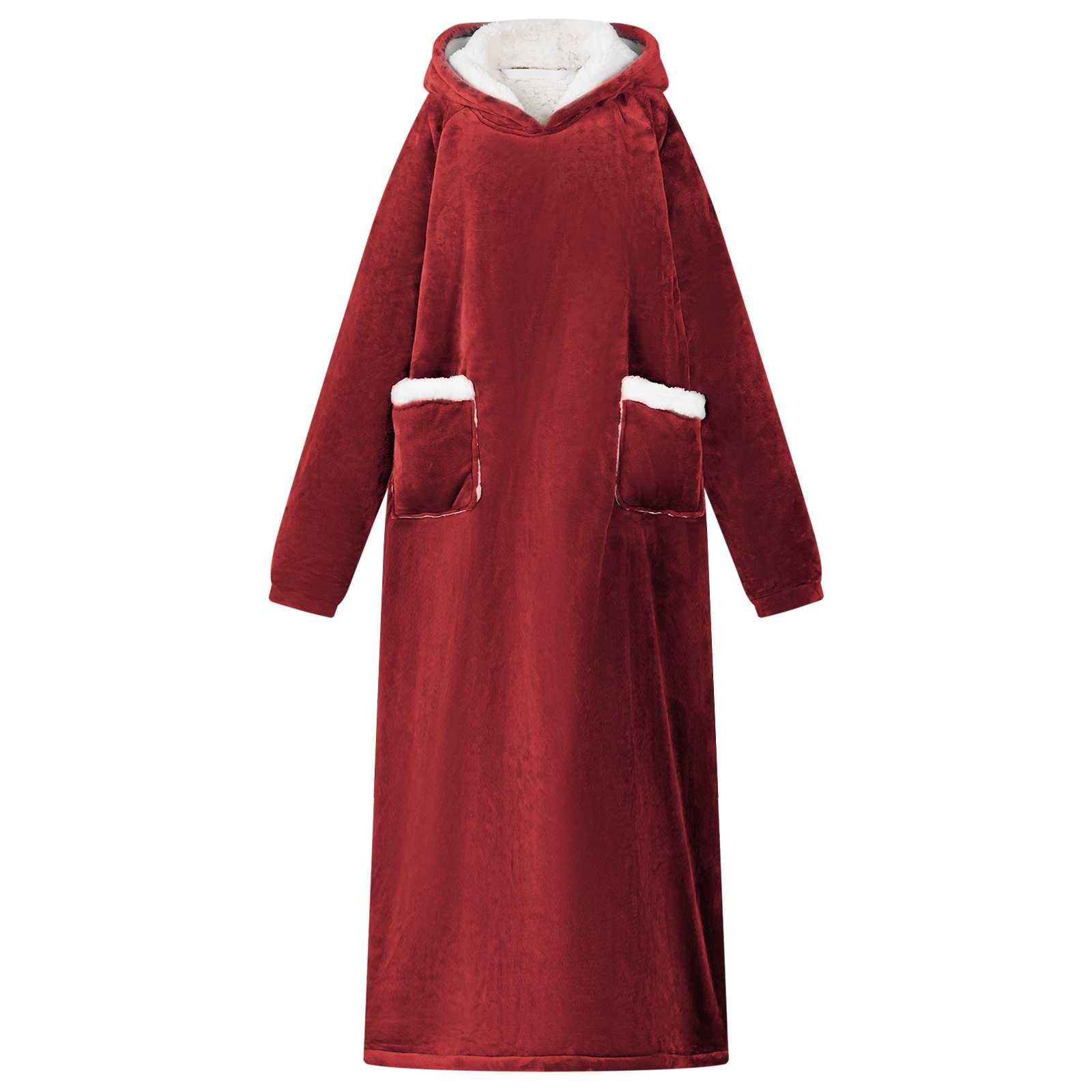 Tæppe-hoodie Bordeaux Rød l Fleece og Flannel billede