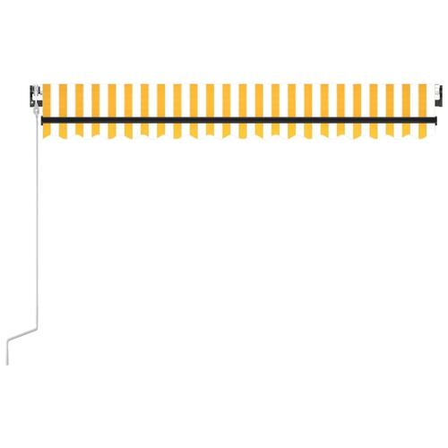 Markise m. LED + vindsensor 450x350 cm automatisk gul og hvid