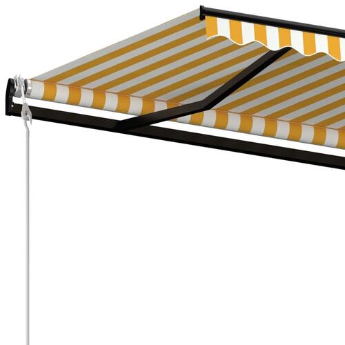 Markise m. LED + vindsensor 450x350 cm automatisk gul og hvid