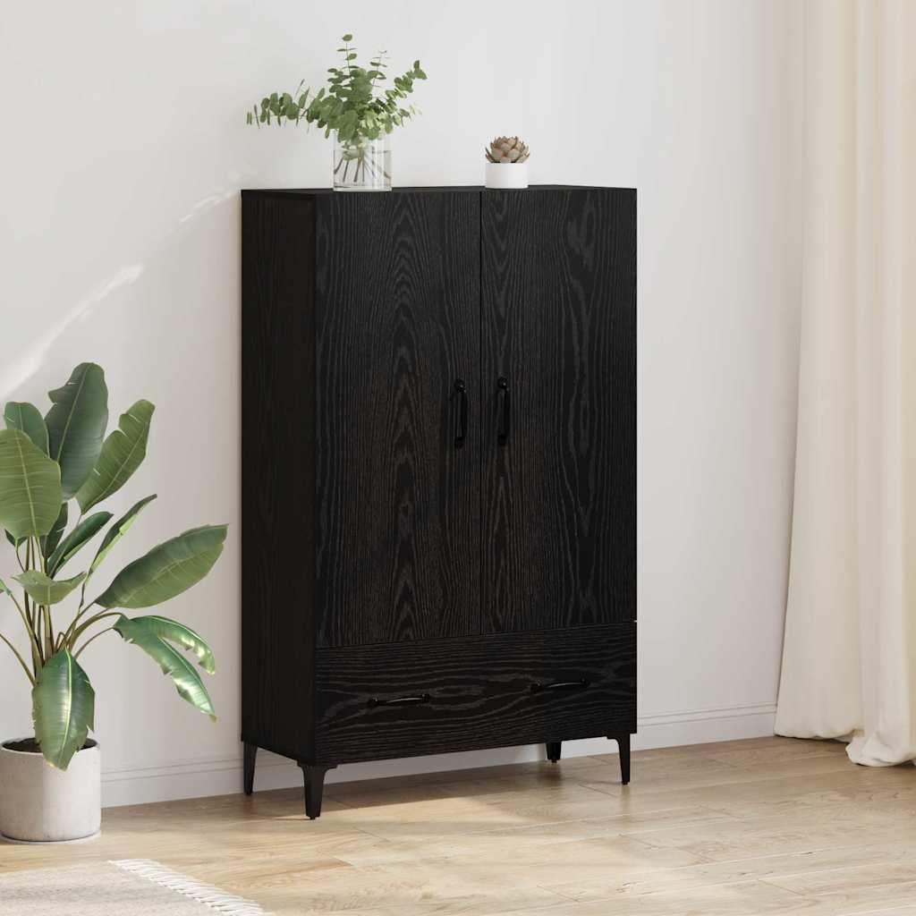 Highboard Sort eg 70 x 31 x 115 cm Ingeniørt træ og jern billede