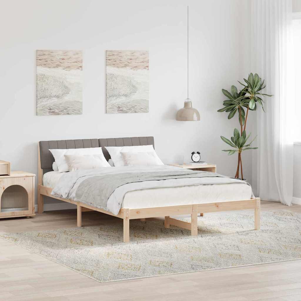 Sengestel Brun og taupe 135 x 190 cm Massivt fyrretræ billede