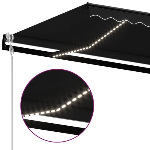 Markise m. LED + vindsensor 450x350 cm automatisk antracitgrå