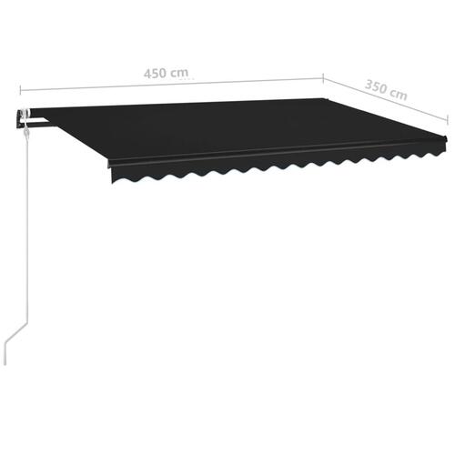 Markise m. LED + vindsensor 450x350 cm automatisk antracitgrå