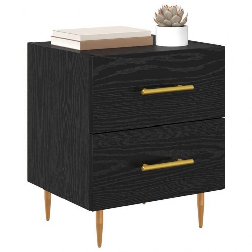 Sengeborde 2 stk. i sort eg med skuffer - 40 x 35 x 47,5 cm