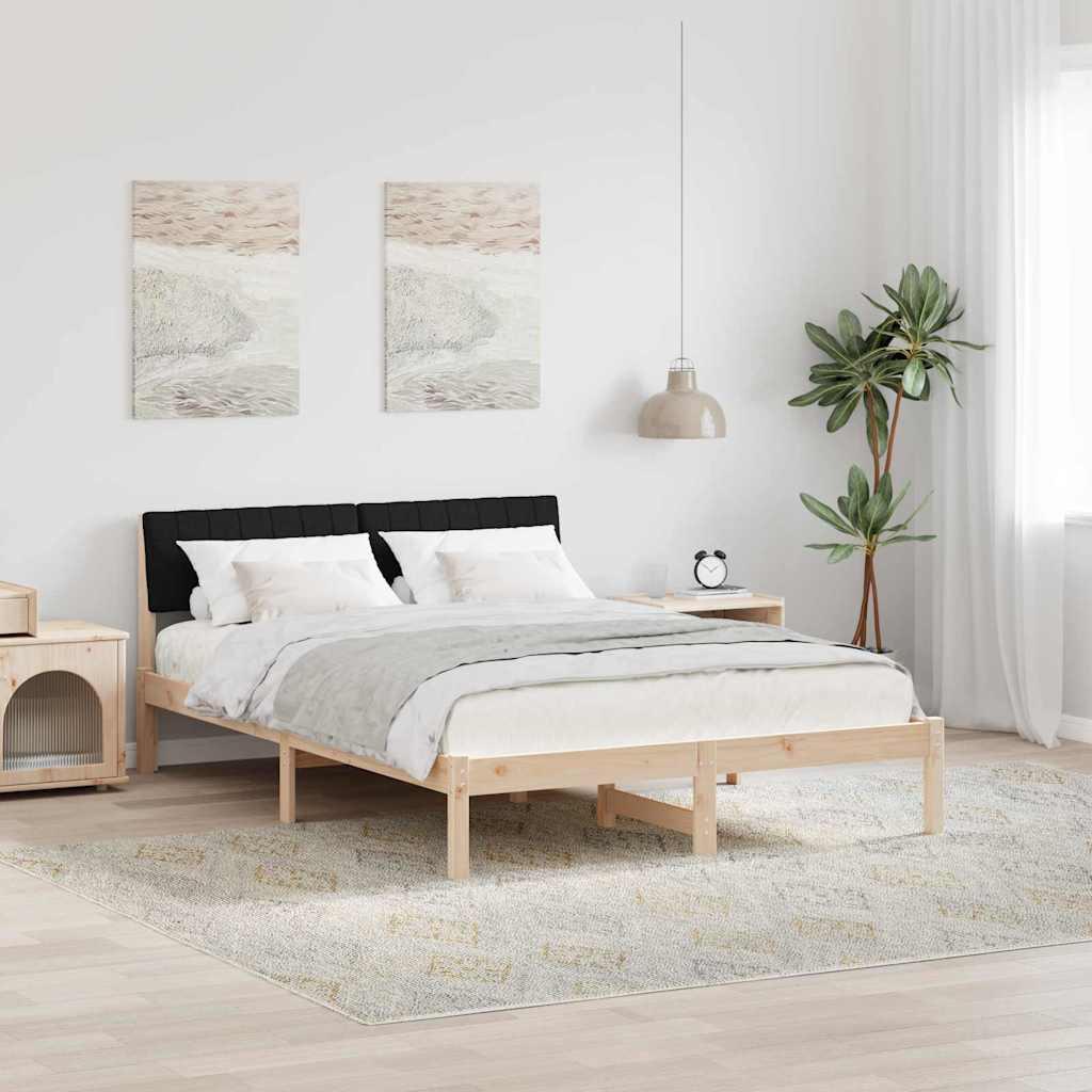 Sengestel Brun og sort 135 x 190 cm Massivt fyrretræ billede