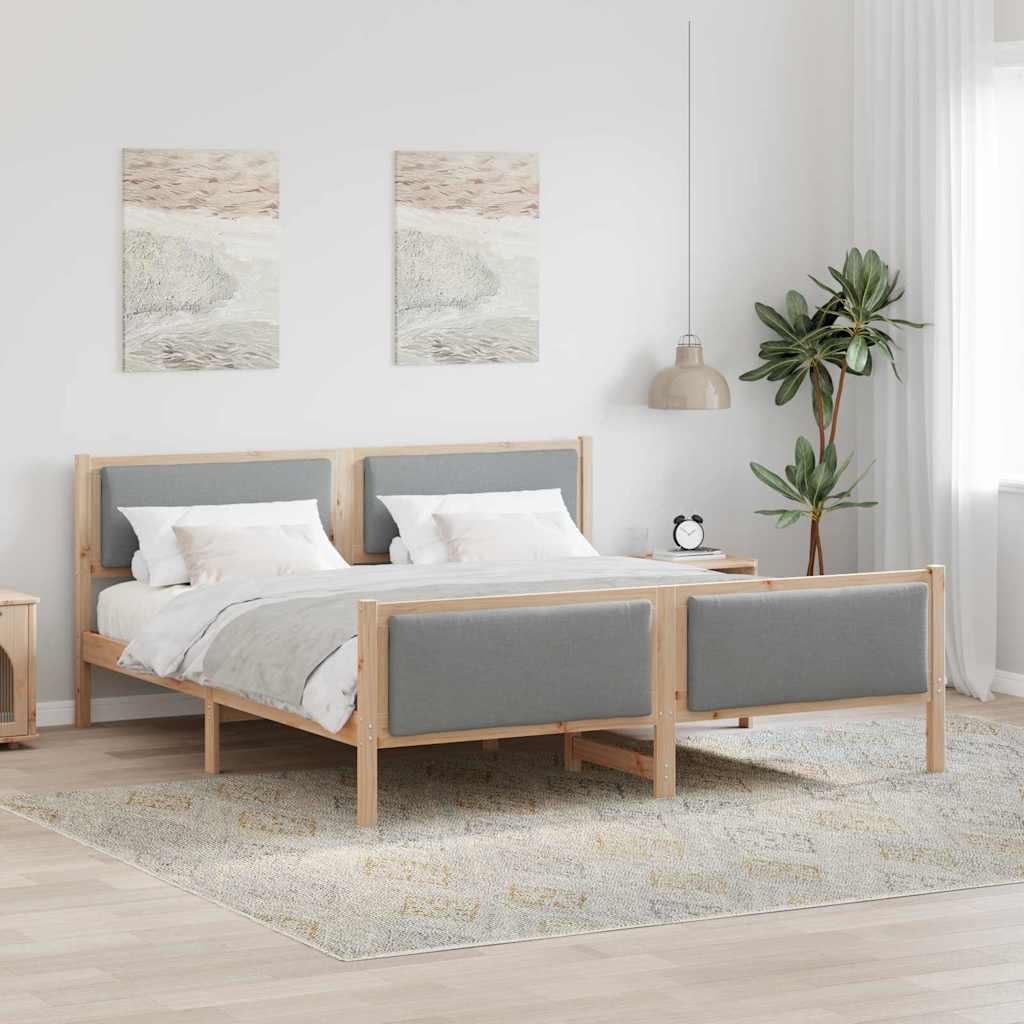 Sengestel med hovedgærde Lysegrå 180 x 200 cm Stof billede